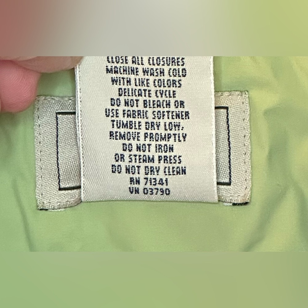 LL Bean fleece lined full zip winter vest women’s XS green &‎ navy - Picture 11 of 12